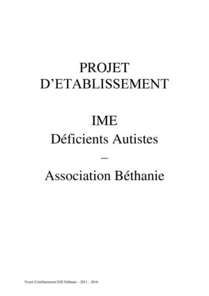  IME Les Jardins des Tisserands - Projet d'établissement