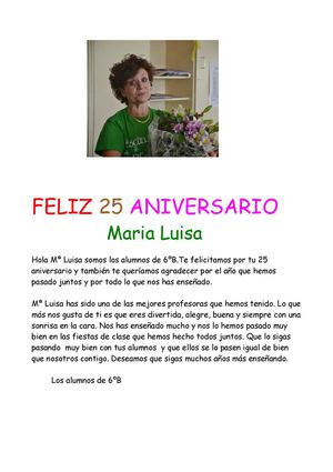 BODAS DE PLATA DE Mª LUISA.