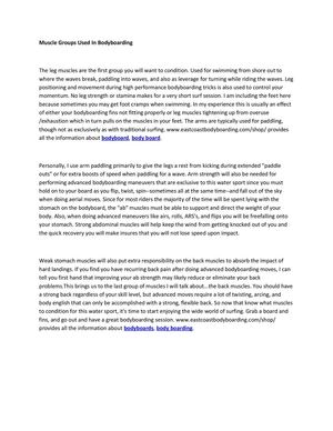 Muscle Groups Used In Bodyboarding