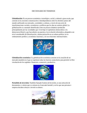diccionario de términos globalización económica 