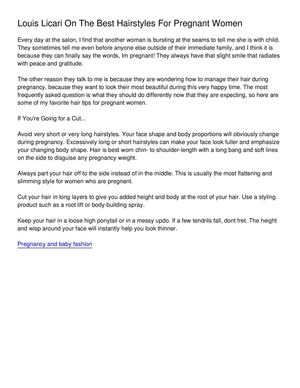 Calameo Louis Licari On The Best Hairstyles For Pregnant Women