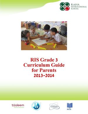 Parent Curriculum Guide 2013-2014 Grade 3