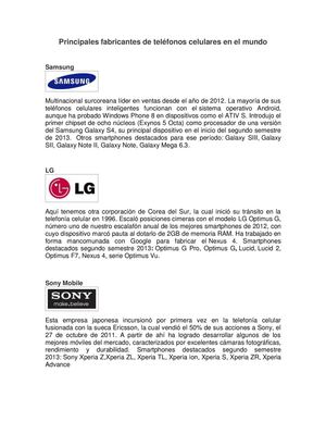 Principales fabricantes de teléfonos celulares en el mundo