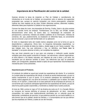 Importancia de la Planificación del Control de la Calidad