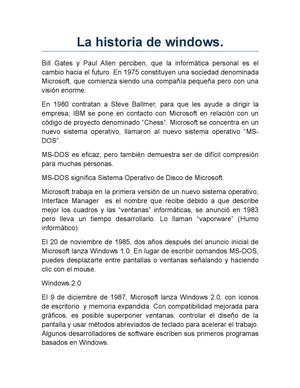 La historia de windows' 