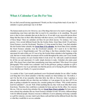 What A Calendar Can Do For You