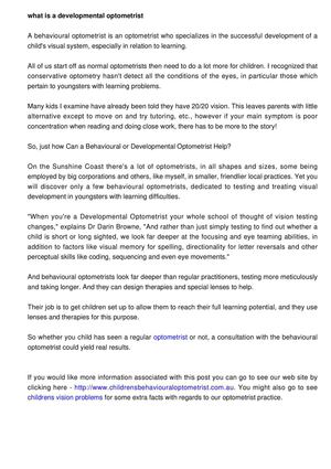 What's aBehavioural Optometrist?