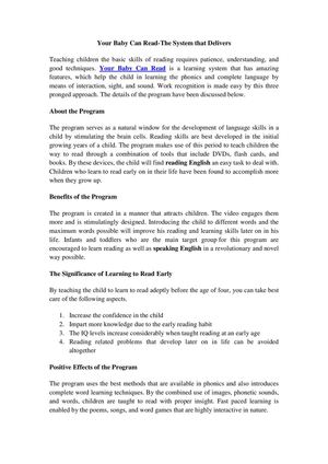 Your Baby Can Read-The System that Delivers