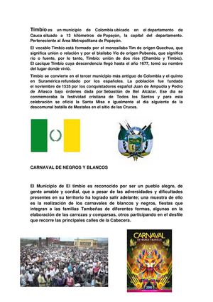 IMFORMACION DEL MUNICIPIO DE TIMBIO