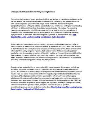 Underground Utility Detection and Utility Mapping Solutions