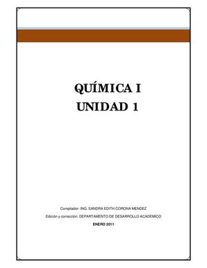 PRIMERA UNIDAD QUÍMICA 1 TRIMESTRE