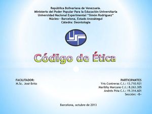 Código de Ética Profesional Docente - Deontología