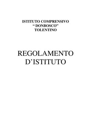 Regolamento di Istituto