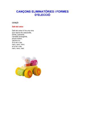 CANÇONS ELIMINATÒRIES