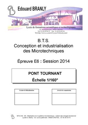 Cahiers des charges des projets du BTS CIM  2014 du lycée Edouard BRANLY CRETEIL
