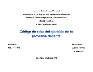 Código de Ética del ejercicio de la profesión Docente 