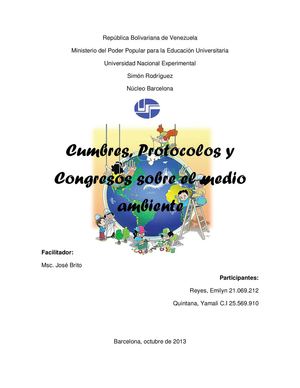 Cumbres, Protocolos y Congresos sobre el medio ambiente