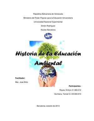 historia de la educacion ambiental