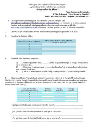 Simulador de Skate (Trabajo sobre Conservación de la Energía Mecánica)