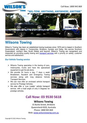 Wilson Towing  - Vehicle Service