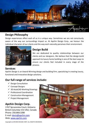 Apchin Design Corp - Design Philosophy