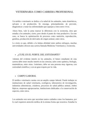 Veterinaria como carrera profesional