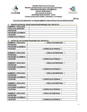 Formatos para inscripción del Proyectos de Investigación ante el CDCHT-UNERMB