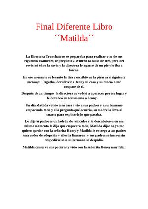 Final Diferente Del Libro Matilda 