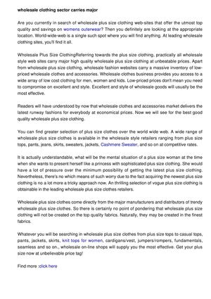 WHOLESALE Clothing Industry CARRIES Leading Excellent WHOLESALE PLUS SIZE CLOTHING