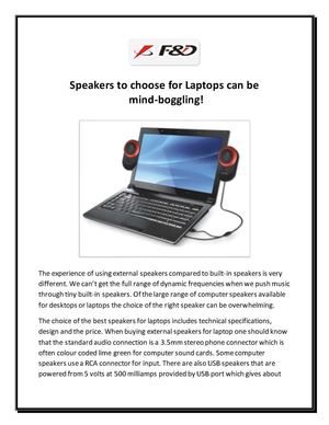 Speakers to choose for Laptops can be  mind-boggling! 