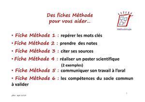 SVT 3e Diaporama Fiches Méthode
