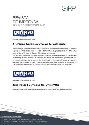 Revista de Imprensa de 12 a 14 de outubro de 2013