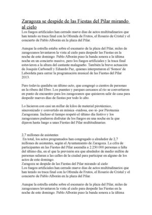 Zaragoza se despide de las Fiestas del Pilar 