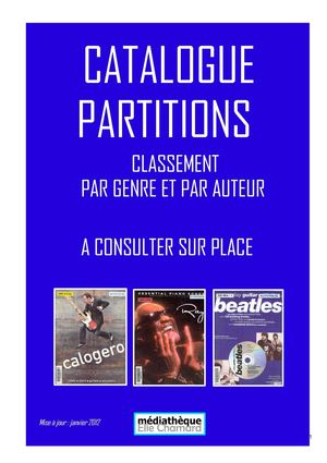 Médiathèque - Catalogue des partitions - 2012