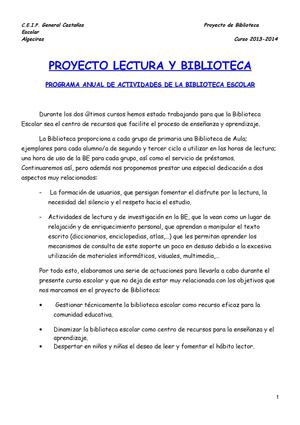 PROYECTO DE LECTURA Y BIBLIOTECA