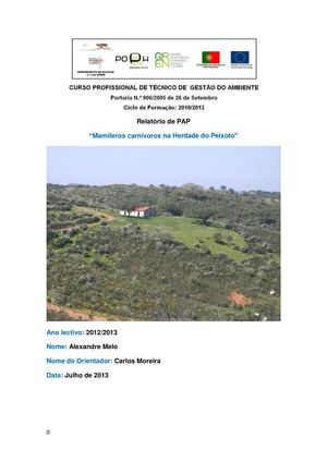 PAP_MAMÍFEROS CARNÍVOROS NA HERDADE DO PEIXOTO