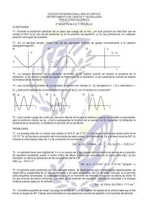 2º Boletin MAS (y pendulo) FISICA 2º BACH
