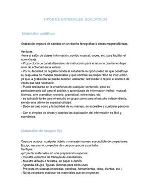 TIPOS DE MATERIAL EDUCATIVO