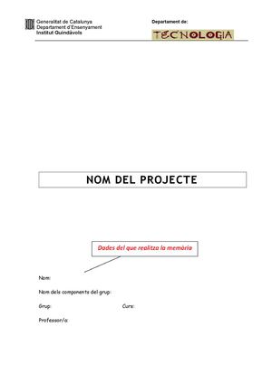 memoria proces tecnologic