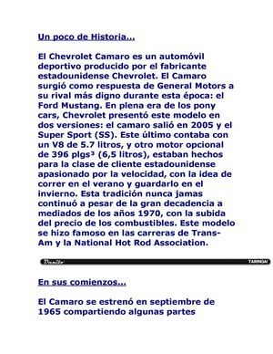 HISTORIA DEL CAMARO