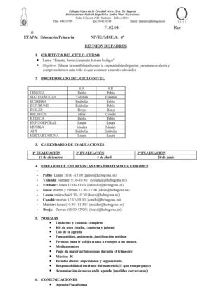 Resumen de reunión principio de curso