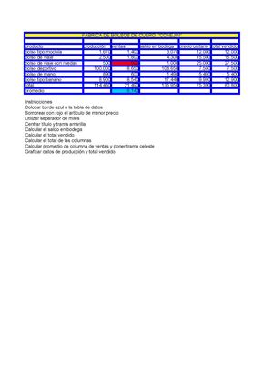 Unidad 2 Hoja de trabajo en Excel