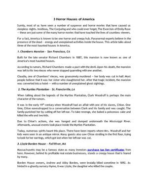 3 Horror Houses of America