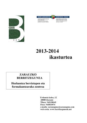 Zarauzko Berritzeguneko 2013-14 ikasturteko jarduera planaren laburpena