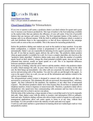 Cloud based Dialer for Telemarketers