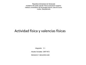 ACTIVIDAD FISICA Y VALENCIA FISICA 