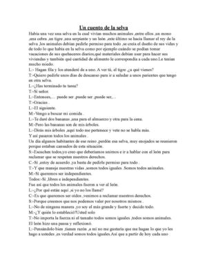 Un cuento de la selva con dibujo