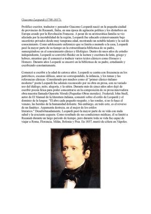 Biografia de Giacomo Leopardi.