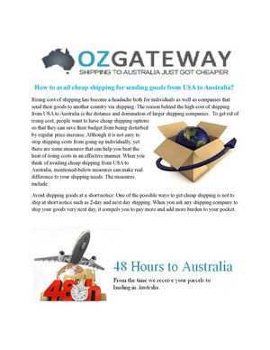 USA to Australia Shipping Costs