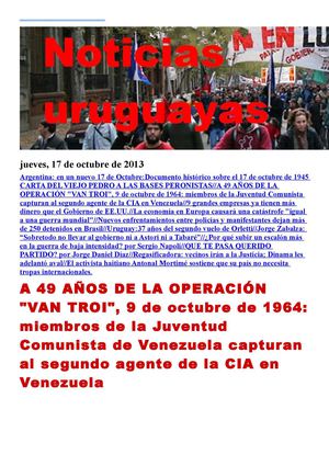 Noticias Uruguayas miércoles 16 de octubre del 2013